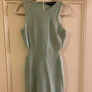 Mint and silver sparkly dress with cutouts